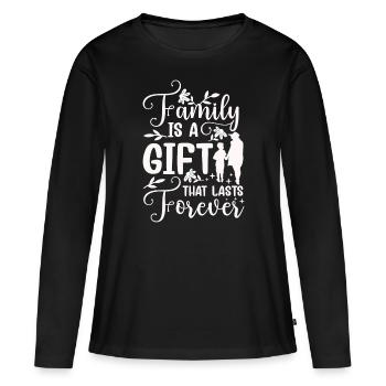 La famille est un cadeau qui dure pour toujours Proches - T-shirt manches longues Premium bio Femme - noir - Devant - Julia (174cm)