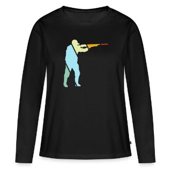Hunter Rétro - T-shirt manches longues Premium bio Femme - noir - Devant - Julia (174cm)