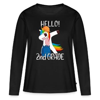 2nd grade second grader elementary school Einhorn - Women's Premium Organic Long Sleeve Shirt - black - Front - Julia (174cm)