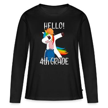 4th grade fourth grader elementary school Einhorn - Women's Premium Organic Long Sleeve Shirt - black - Front - Julia (174cm)