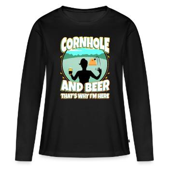 Cornhole and beer that's why im here - Women's Premium Organic Long Sleeve Shirt - black - Front - Julia (174cm)