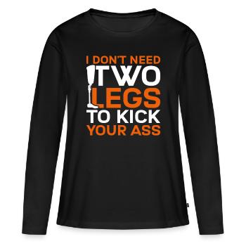 Jambe prothétique Je n’ai pas besoin de deux jambes - T-shirt manches longues Premium bio Femme - noir - Devant - Julia (174cm)