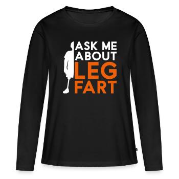 Prothèse de jambe Amputé de jambe Posez-moi la question sur le pet de jambe - T-shirt manches longues Premium bio Femme - noir - Devant - Julia (174cm)