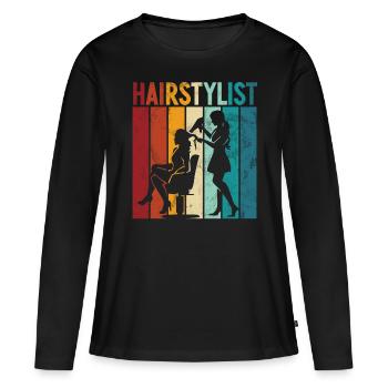 Coiffeur cool Saying Hair Whisperer Coiffeur - T-shirt manches longues Premium bio Femme - noir - Devant - Julia (174cm)