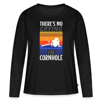 Theres no crying in cornhole - Women's Premium Organic Long Sleeve Shirt - black - Front - Julia (174cm)