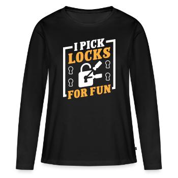 Serrurier Je choisis des serrures pour le plaisir Serrurier - T-shirt manches longues Premium bio Femme - noir - Devant - Julia (174cm)