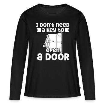 Schlosser n’a pas besoin de clé pour ouvrir une serrure de porte - T-shirt manches longues Premium bio Femme - noir - Devant - Julia (174cm)