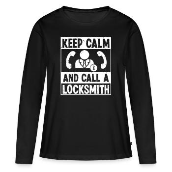 Schlosser Keep Calm Call Locksmith Schlüsseldienst - Frauen Premium Bio Langarmshirt - Schwarz - Vorne - Julia (174cm)