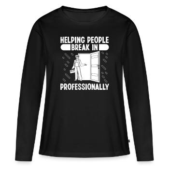 Schlosser aide les gens à percer professionnellement - T-shirt manches longues Premium bio Femme - noir - Devant - Julia (174cm)