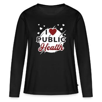 Santé publique I Cœur Épidémiologiste en santé publique - T-shirt manches longues Premium bio Femme - noir - Devant - Julia (174cm)