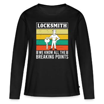 Schlosser No Door Remains Closed Schlüsseldienst - Frauen Premium Bio Langarmshirt - Schwarz - Vorne - Julia (174cm)