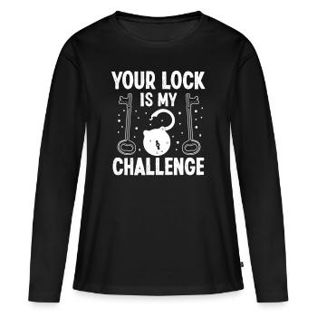 Serrurier Votre Serrure Mon Défi Serrurier - T-shirt manches longues Premium bio Femme - noir - Devant - Julia (174cm)