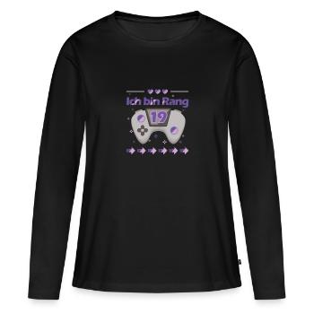19e anniversaire Dix-neuf ans Idée cadeau Bday - T-shirt manches longues Premium bio Femme - noir - Devant - Julia (174cm)