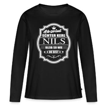 Absolut Echter Kerl Nils Bleib So Wie Du Bist - Frauen Premium Bio Langarmshirt - Schwarz - Vorne - Julia (174cm)