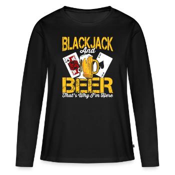 Joueur de Blackjack Casino Jeu de cartes Blackjack - T-shirt manches longues Premium bio Femme - noir - Devant - Julia (174cm)
