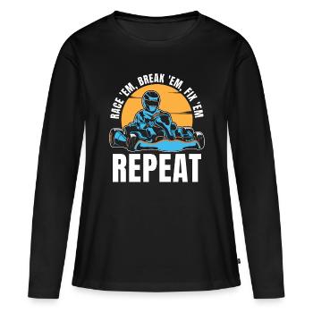 Kart Racing Race 'Em Break 'Em Karting Kart Racer - T-shirt manches longues Premium bio Femme - noir - Devant - Julia (174cm)