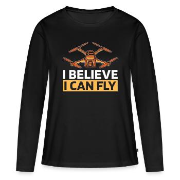 Course de drones Je crois que je peux piloter une machine de course - T-shirt manches longues Premium bio Femme - noir - Devant - Julia (174cm)