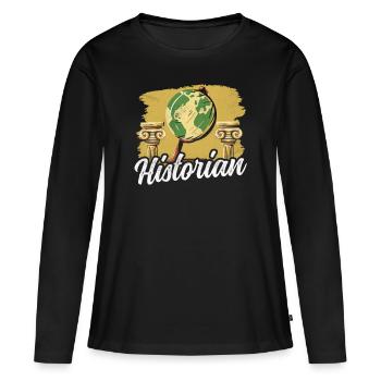 Historien Histoire Professeur d’histoire Histoire - T-shirt manches longues Premium bio Femme - noir - Devant - Julia (174cm)
