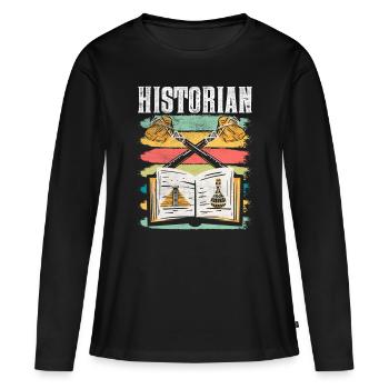 Historien Histoire Professeur d’histoire - T-shirt manches longues Premium bio Femme - noir - Devant - Julia (174cm)