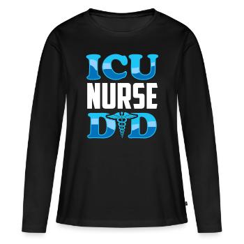 Infirmière en soins intensifs Papa Soins intensifs - T-shirt manches longues Premium bio Femme - noir - Devant - Julia (174cm)