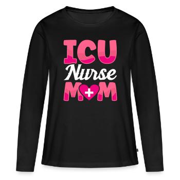 Infirmière en soins intensifs Maman Soins intensifs - T-shirt manches longues Premium bio Femme - noir - Devant - Julia (174cm)