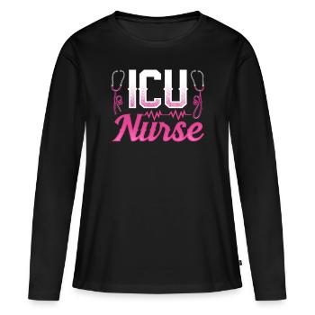 Infirmière en soins intensifs Soins intensifs Soins intensifs - T-shirt manches longues Premium bio Femme - noir - Devant - Julia (174cm)