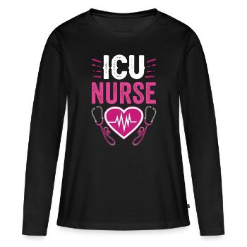 Infirmière en soins intensifs Soins intensifs - T-shirt manches longues Premium bio Femme - noir - Devant - Julia (174cm)