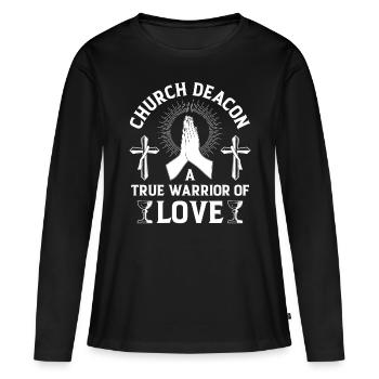 Kirche Diakon Religion Christlicher Glaube Kirche - Frauen Premium Bio Langarmshirt - Schwarz - Vorne - Julia (174cm)