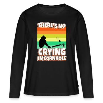 Theres no crying in cornhole - Women's Premium Organic Long Sleeve Shirt - black - Front - Julia (174cm)