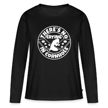 Theres no crying in cornhole - Women's Premium Organic Long Sleeve Shirt - black - Front - Julia (174cm)