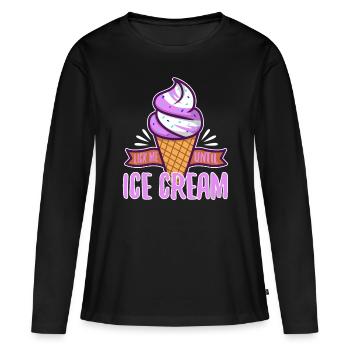 Lèche-moi jusqu’à ce que la glace - T-shirt manches longues Premium bio Femme - noir - Devant - Julia (174cm)