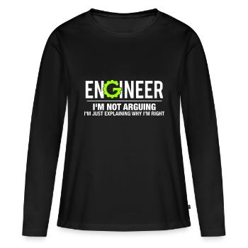 Ingenieur Ich streite nicht Lustig Ingenieuri löse - Frauen Premium Bio Langarmshirt - Schwarz - Vorne - Julia (174cm)