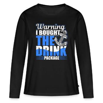 Avertissement J’ai acheté le forfait boisson Bateau de croisière Par - T-shirt manches longues Premium bio Femme - noir - Devant - Julia (174cm)