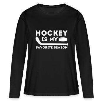Eishockey ist meine Lieblingsjahreszeit - Funny Ice Hockey pl - Frauen Premium Bio Langarmshirt - Schwarz - Vorne - Julia (174cm)