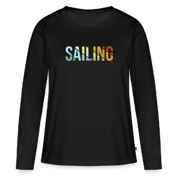 Rétro de la voile - T-shirt manches longues Premium bio Femme - noir - Devant - Julia (174cm)