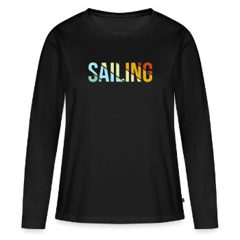 Rétro de la voile - T-shirt manches longues Premium bio Femme - noir - Devant - Julia (174cm)