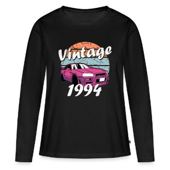 1994 - Baujahr 1994 - Jahrgang 1994 - Frauen Premium Bio Langarmshirt - Schwarz - Vorne - Julia (174cm)