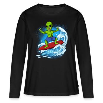 Surfeurs de vagues Surfeurs Surfeurs - T-shirt manches longues Premium bio Femme - noir - Devant - Julia (174cm)