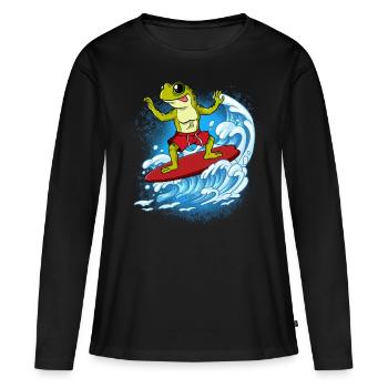 Surfeurs de vagues Surfeurs Surfeurs - T-shirt manches longues Premium bio Femme - noir - Devant - Julia (174cm)