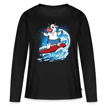 Surfeurs de vagues Surfeurs Surfeurs - T-shirt manches longues Premium bio Femme - noir - Devant - Julia (174cm)