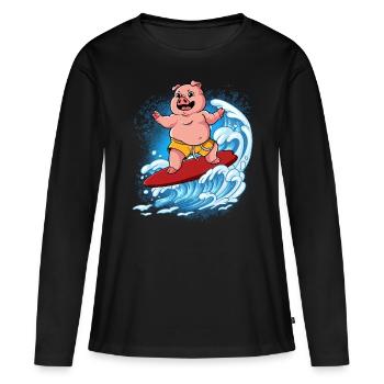 Surfeurs de vagues Surfeurs Surfeurs - T-shirt manches longues Premium bio Femme - noir - Devant - Julia (174cm)