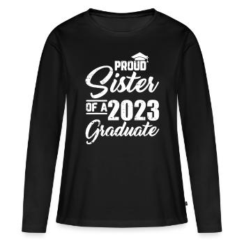 Stolze Schwester eines Absolventen-Abschluss-Matchins 2023 - Frauen Premium Bio Langarmshirt - Schwarz - Vorne - Julia (174cm)