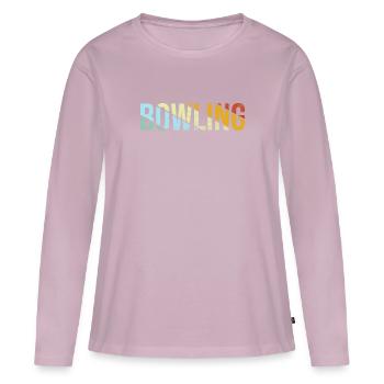 Bowling Rétro - T-shirt manches longues Premium bio Femme - rose poudré - Devant - Julia (174cm)