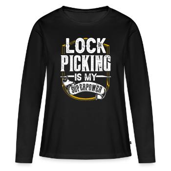 Le crochetage de serrure est mon crochetage de serrure superpuissant - T-shirt manches longues Premium bio Femme - noir - Devant - Julia (174cm)