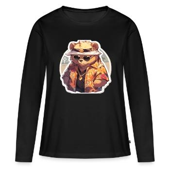 Bear Bears Fat Bear Bears Daddy - Women's Premium Organic Long Sleeve Shirt - black - Front - Julia (174cm)