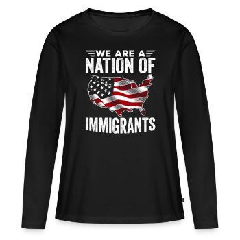 Immigrant Nation Amoureux de l’immigration - T-shirt manches longues Premium bio Femme - noir - Devant - Julia (174cm)