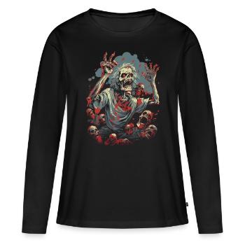 Zombie effrayant d’Halloween - Horde de morts-vivants - T-shirt manches longues Premium bio Femme - noir - Devant - Julia (174cm)