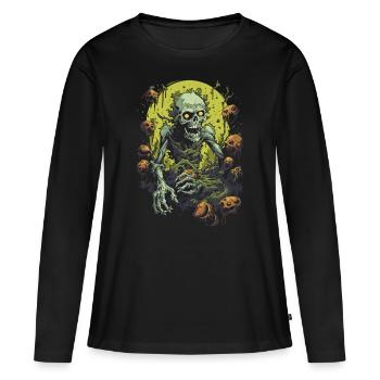Tempêtes de zombies cauchemardesques d’Halloween avec une horde de morts-vivants - T-shirt manches longues Premium bio Femme - noir - Devant - Julia (174cm)