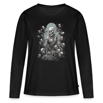Une horde de morts-vivants effrayants entoure le zombie d’Halloween - T-shirt manches longues Premium bio Femme - noir - Devant - Julia (174cm)
