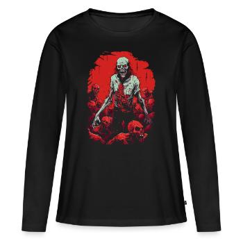 Libérez l’horreur: zombie dans la horde d’Halloween - T-shirt manches longues Premium bio Femme - noir - Devant - Julia (174cm)